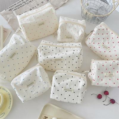 56171 Striped Love Cosmetic Bag Portable Travel Large Capacity Washing and Makeup Sub-packaging Small Square Bag Storage Bag