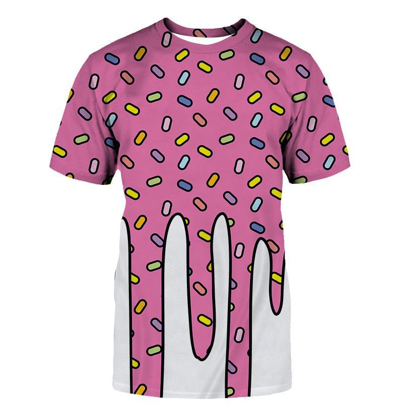 European and American Gradient Color Water Droplet T-shirt 3D Digital Printing Men's Short Sleeved Casual T-shirt