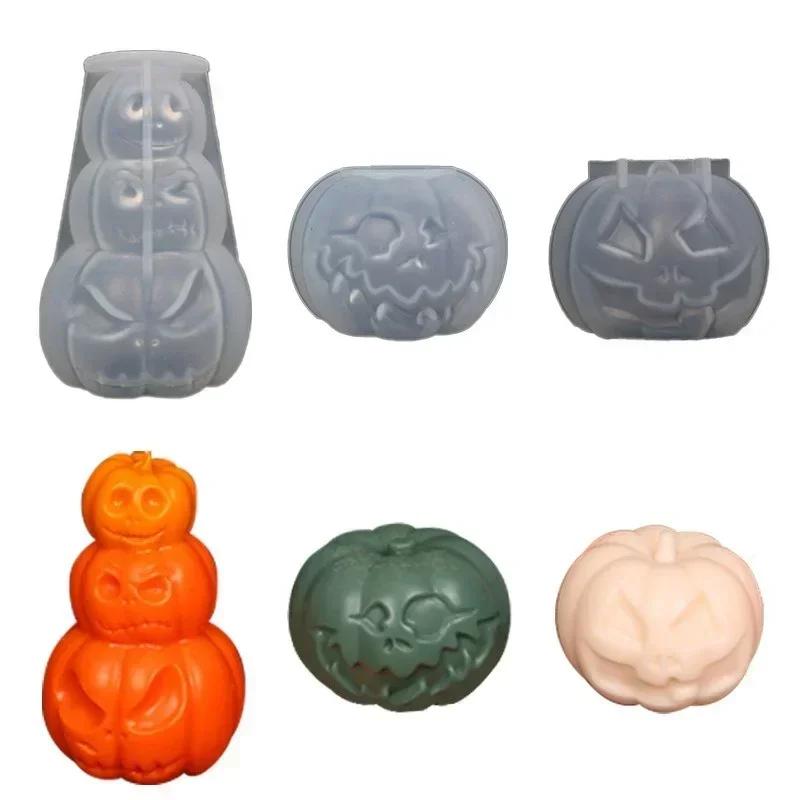 Halloween Kreativ Håndlaget Gresskarlys Silikonform DIY Lyslaging Såpe Resin Sjokolade Bivoksform Julegaver