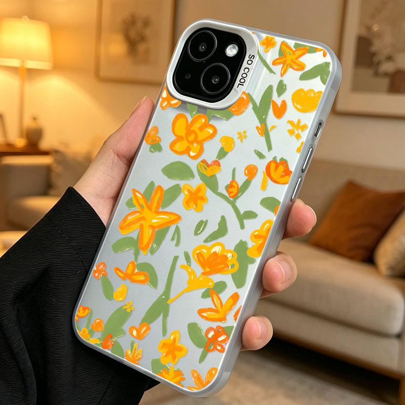 Fashion Colored Flower Laser Phone Case For iPhone 17 16 Pro Max 15 14 Pro Max Plus 13 Mini 12 11 Pro Max Shockproof Cute Covers