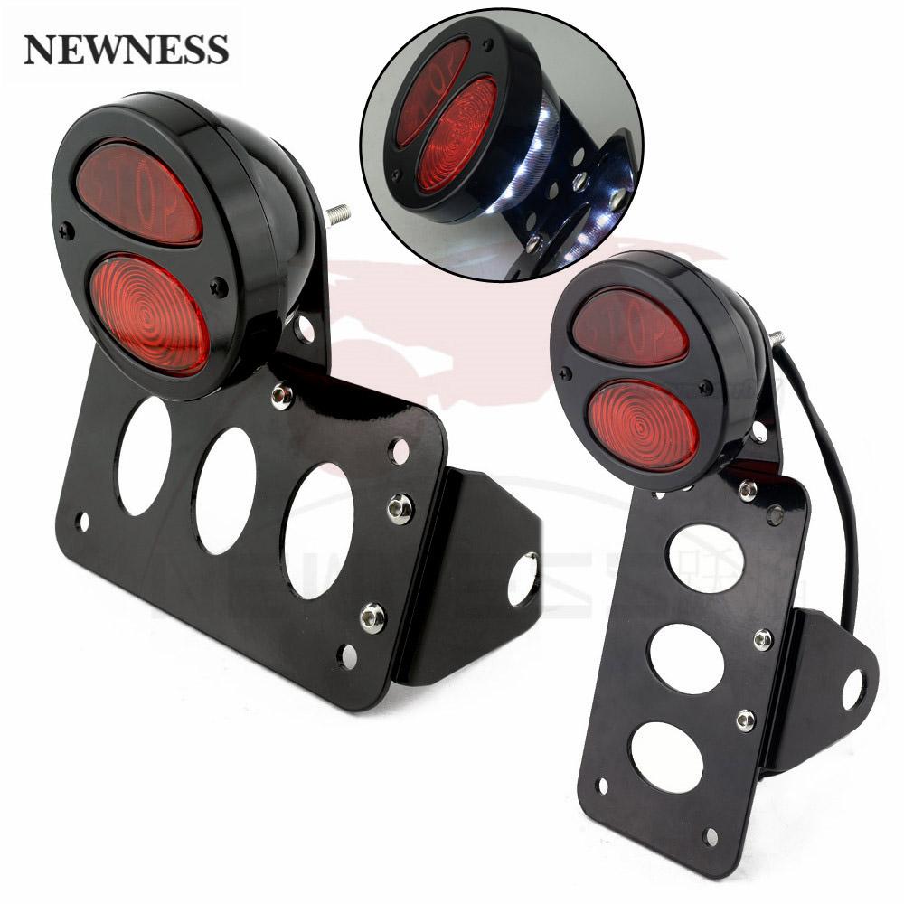 

Боковое крепление мотоцикла Задний стоп Светодиодный задний фонарь Кронштейн номерного знака для Harley Sportsters Bobber