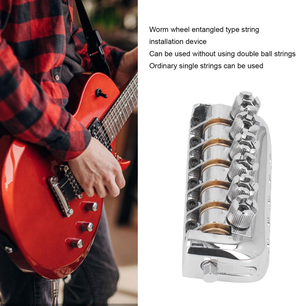 Headless Guitar Bridge Tailpiece 6 String Saddle with Worm Involved String Device Universal Accessories