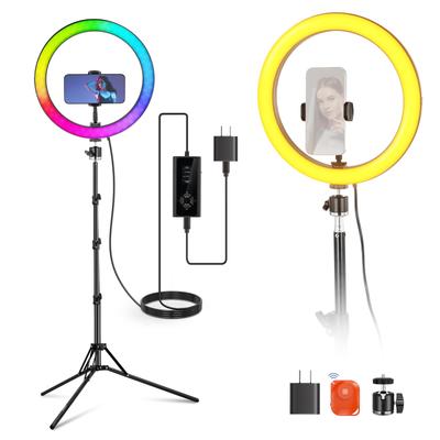 NEEWER RGB LED Ring Light for 24W High Includes 180cm Tripod Stand and Smartphone Full Dimmable 18 Scene Actress Light for Live and Videography