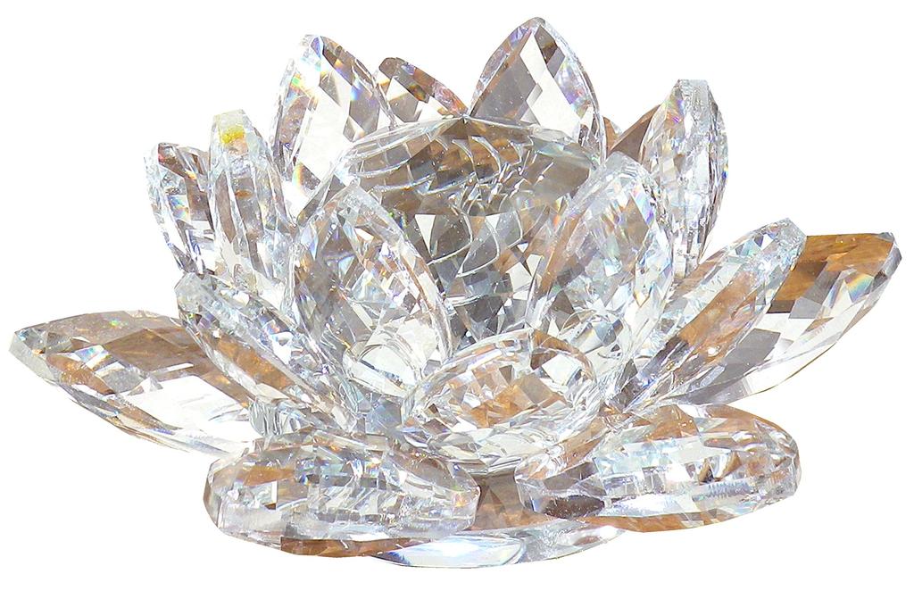 Lotus Flower Crystal Glass Ornament, Decorative Flower, Lotus, Feng Shui, Good Luck Suncatcher (10cm)