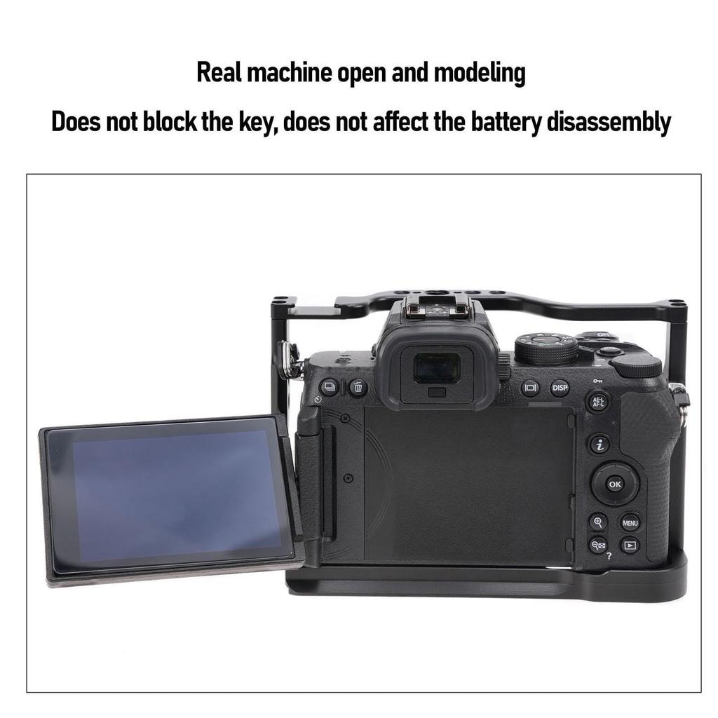 Full Camera Cage for Nikon Aluminum Video Camera Rig with Holes and Cold Shoe Camera Video Cage Built into Quick 38mm Shoot Z50II, 1/4" 3/8" Mount,