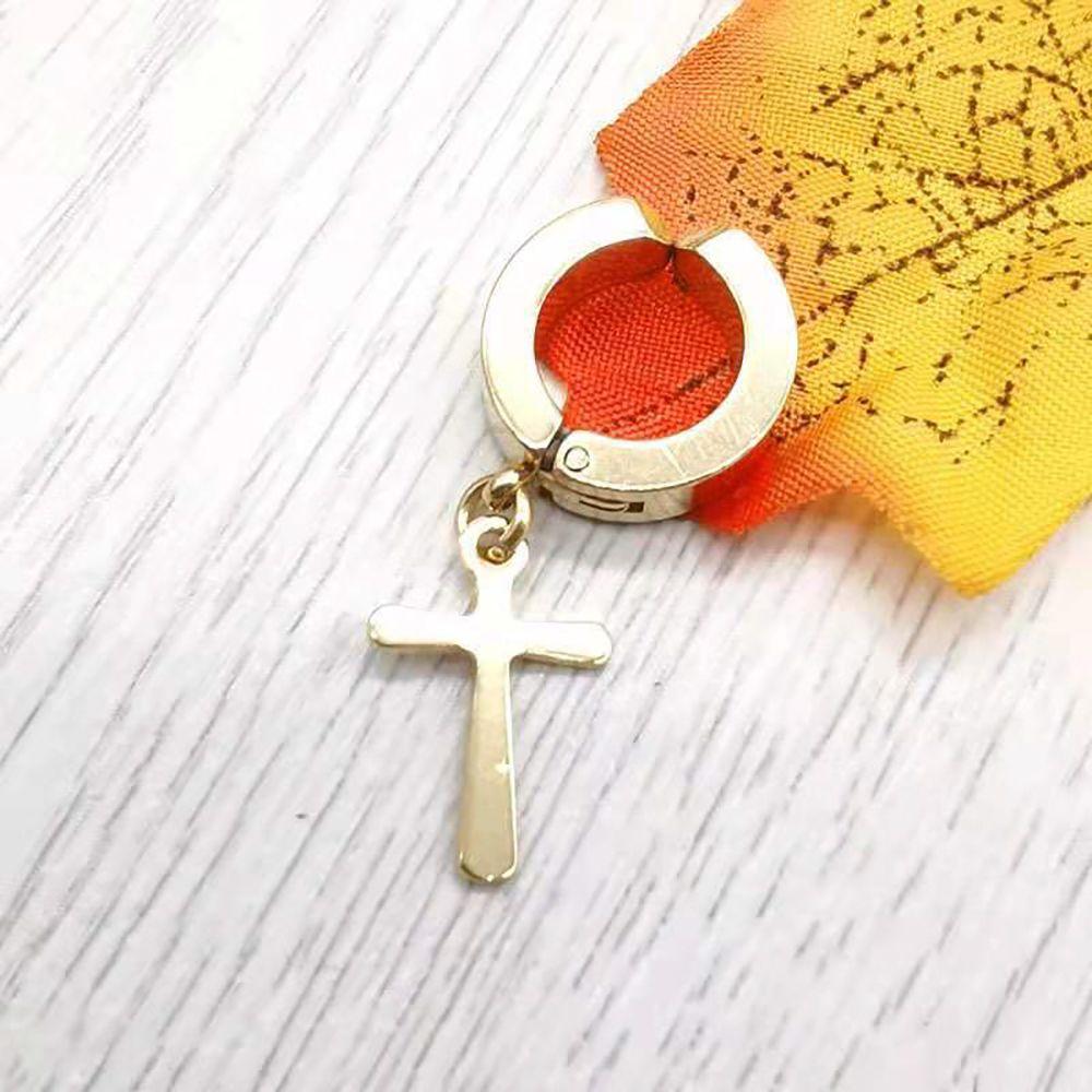 Stainless Steel Women Unisex Non-Piercing Earring Men Ear Cuff Cross Clip Earring Fashion Jewelry