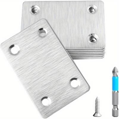 Edelstahl Reparaturplatten Set 6x3,8 cm - Gerade Flache Platten mit Löchern für Möbel Holzverbindung Befestiger Montage B