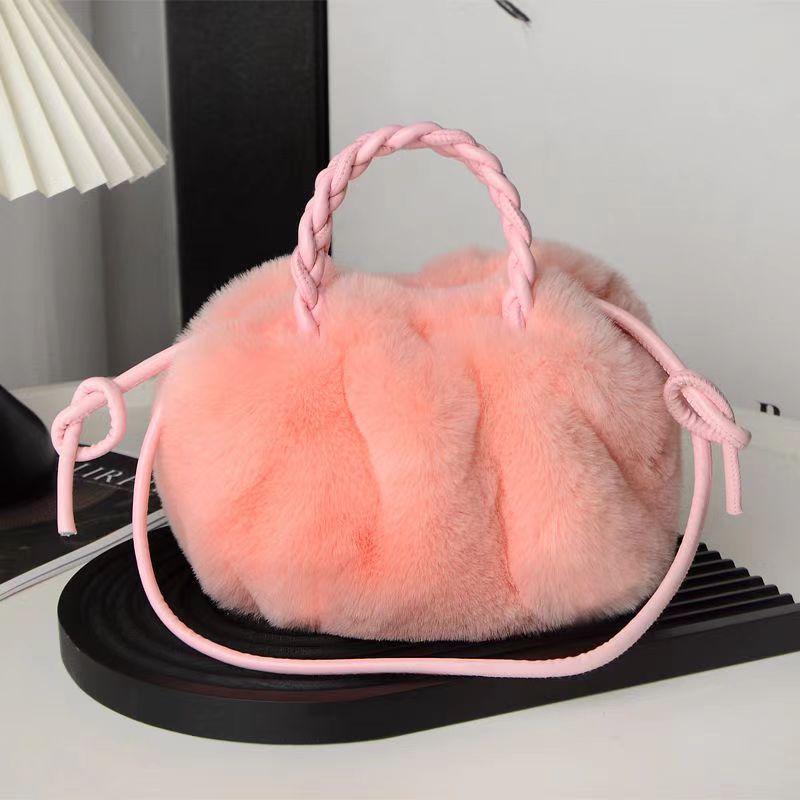 New Mao Mao Bag Women's Autumn and Winter Versatile Messenger Pumpkin Plush Portable Cloud Bag Fashionable Versatile