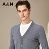 Antonio Men's Light Business V-Neck 100% Cashmere Cardigan