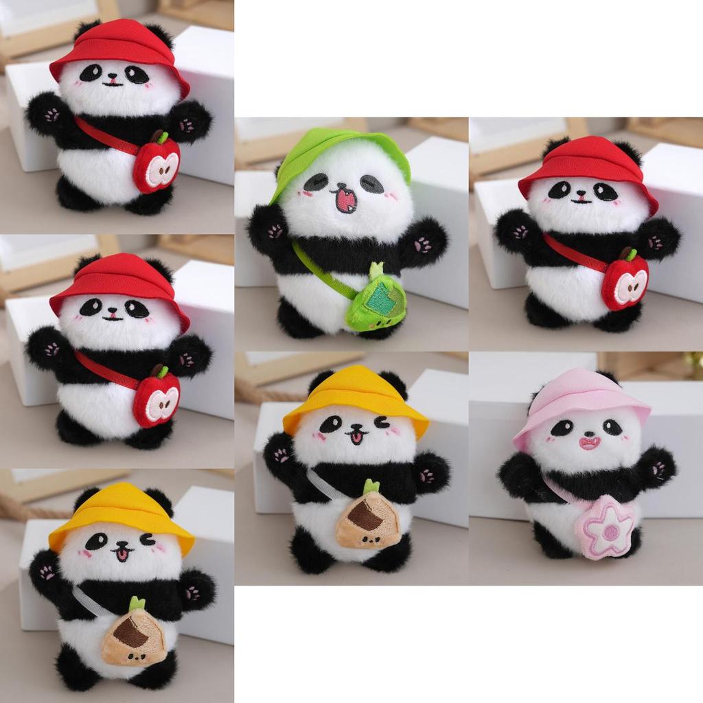 Lovable Tiny Plush Panda Backpack Keychain Colorful Cute Stuffed Toy Charm