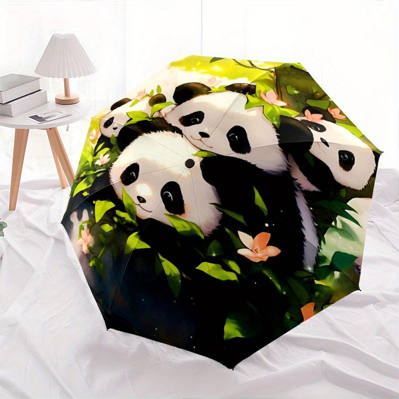 1pc Four Winning Pandas Automatic Opening and Closing Umbrella - Suitable for Various Occasions, Outdoor Activities, Lightweight and Durable