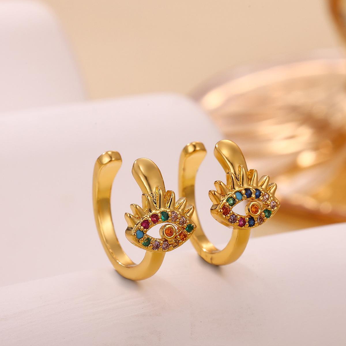 

Colorful Devil s Eye Clip Earrings For Women Gold Color Butterfly Zircon C Ear Cuff Non-Piercing Ear Clips Trend Jewelry Gift