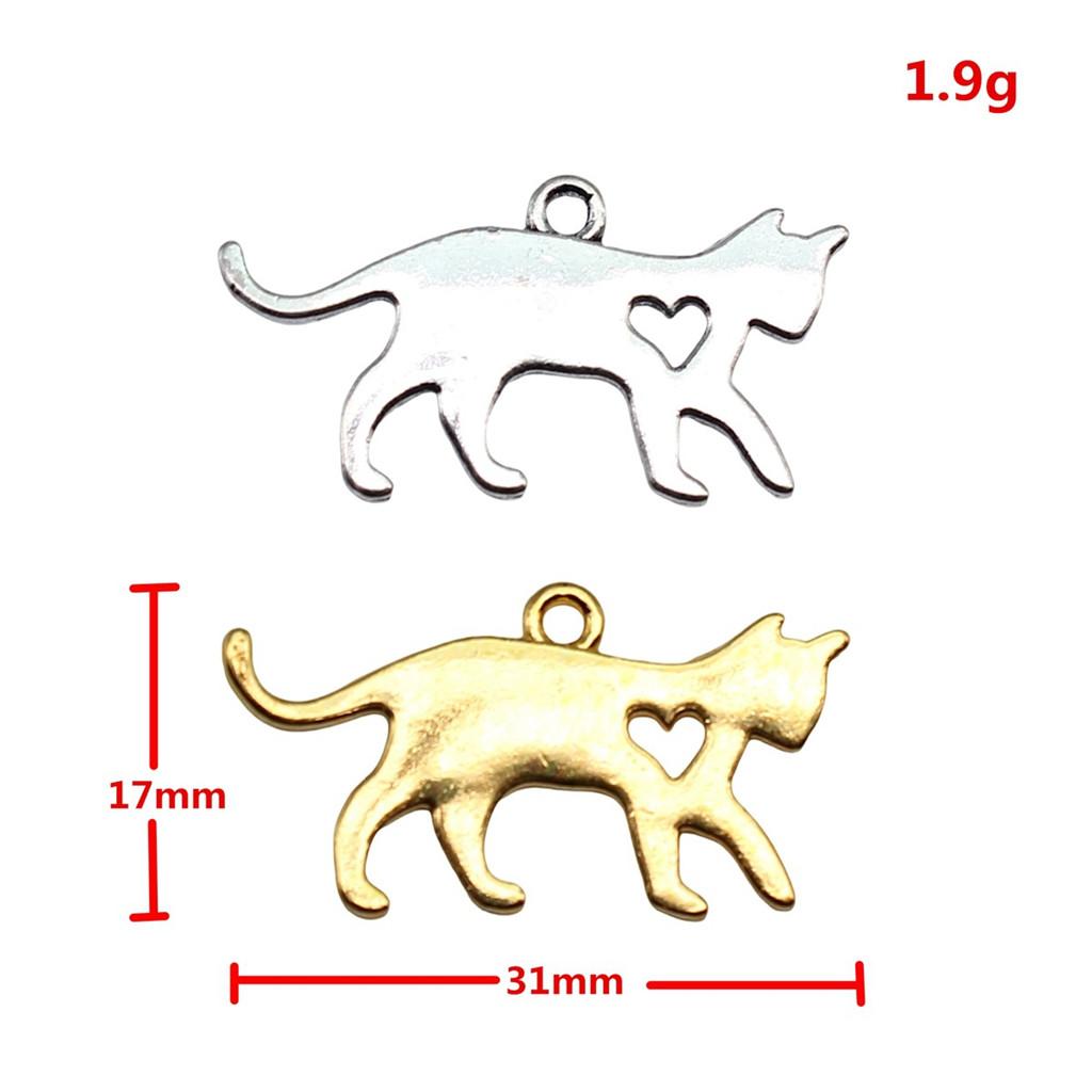 Charms Cat Pendants Heart Alloy Crafts For DIY Jewelry Making Accessories