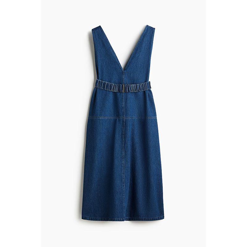 

HM Women s Clothing Dress 2025 Fall New Arrival Fashion Sleeveless V-neck Casual Waist Temperament Midi Skirt 1270055 Deep cowboy Blue 170/104(L)