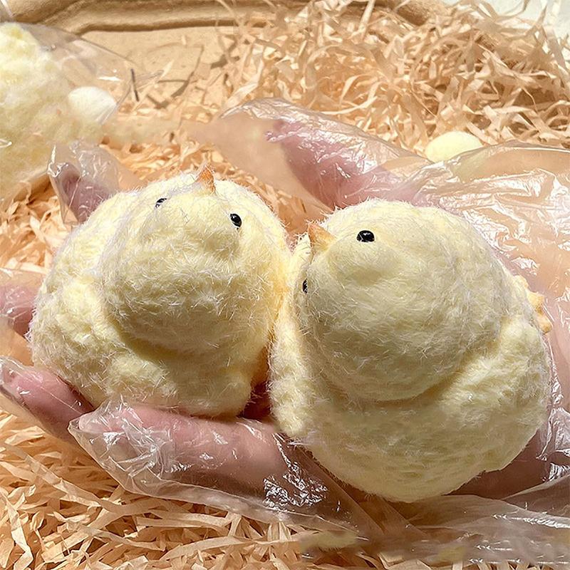Cute Squishy Chick Press Plaything Handmade Yellow Big Chicken Plush Silicone Plaything Stress Ease Sticky Doll Kawaii Gift For Children