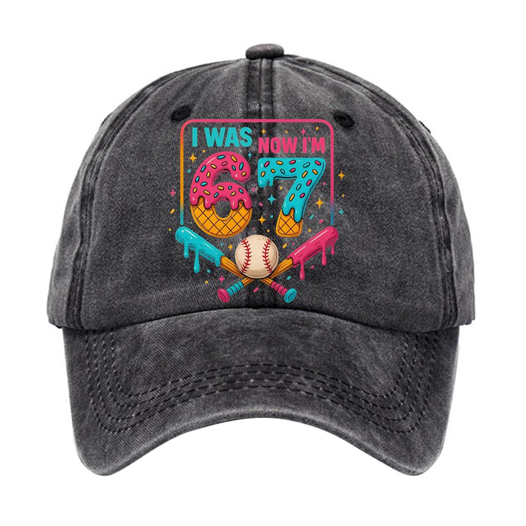 Washed Cotton Baseball Cap With Printed Distressed Soft Top Denim Hat For Men, European And American Retro Hat