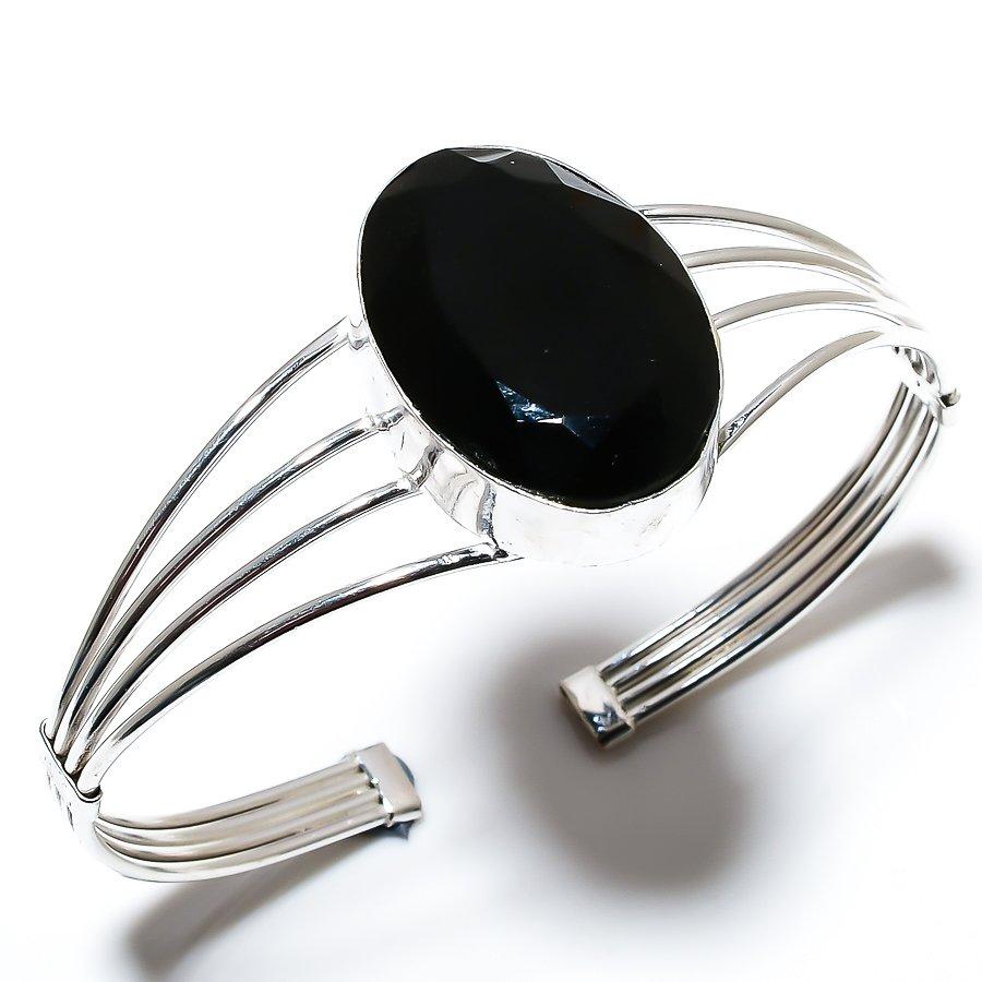 

Регулируемый браслет-манжета ручной работы с черной шпинелью и драгоценным камнемSR-2629