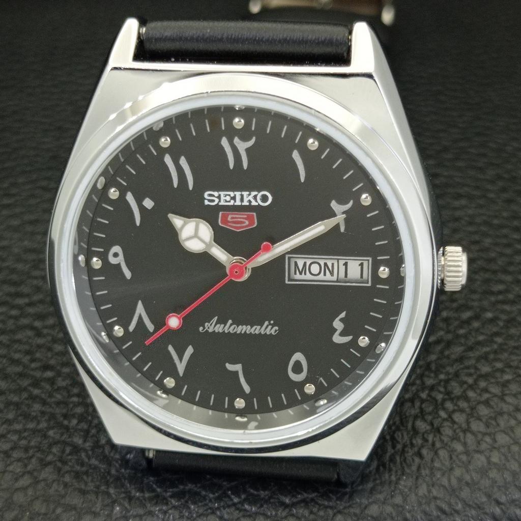 VINTAGE REFURBISHED SEIKO 5 AUTOMATIC 6309A JAPAN MENS BLACK WATCH A441316-5 Sk-a441316