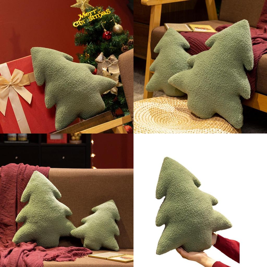 Christmas Tree Plush Cushion With Plant Floral Pattern For Living Room Decor