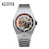 BONEST GATTI Men's Watch German Automatic Mechanical Skeleton Luminous Stainless Steel Bracelet Men's High-End Watches