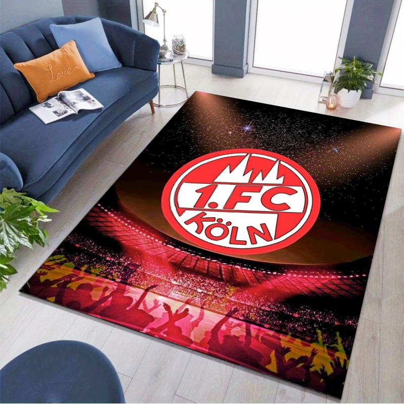 FC Köln Stadium Fans Team Logo Print Rug, Non Slip Floor Mat for Bedroom Living Room Football Fan Home Decor Gift