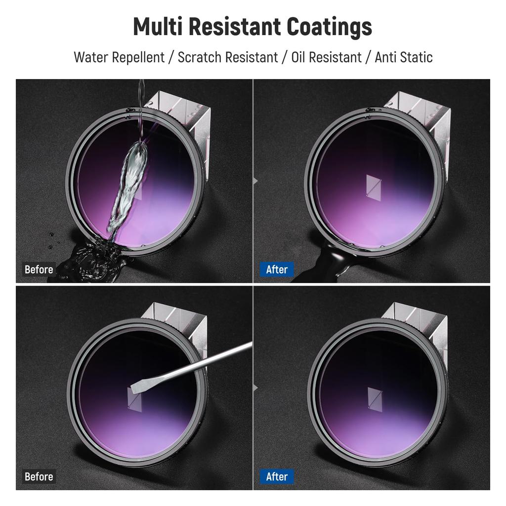 NEEWER 77mm True Color Variabel ND Harde Stop Beperkte Neutrale Dichtheid HD Optisch Geen Aluminium en Filter, ND2-32 (1-5 Stops), Filter, Meerlaags Gecoat