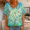 Summer Women's Short Sleeved New Flower Animal Painting 3D Printed Short Sleeved T-shirt