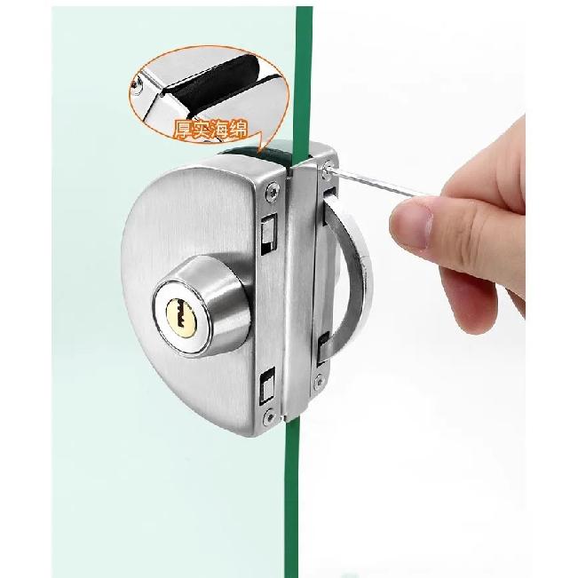 Semi-circular Stainless Steel Glass Lock No-drilling Sliding Door Locks Office Frameless Glass Clip Interior Security Door Latch