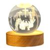 3D Hands Prayer Faux Crystal Ball with Wooden Base Clear Engraved Prayer Hand Ball Night Light Religious Christian Gifts for Women Men