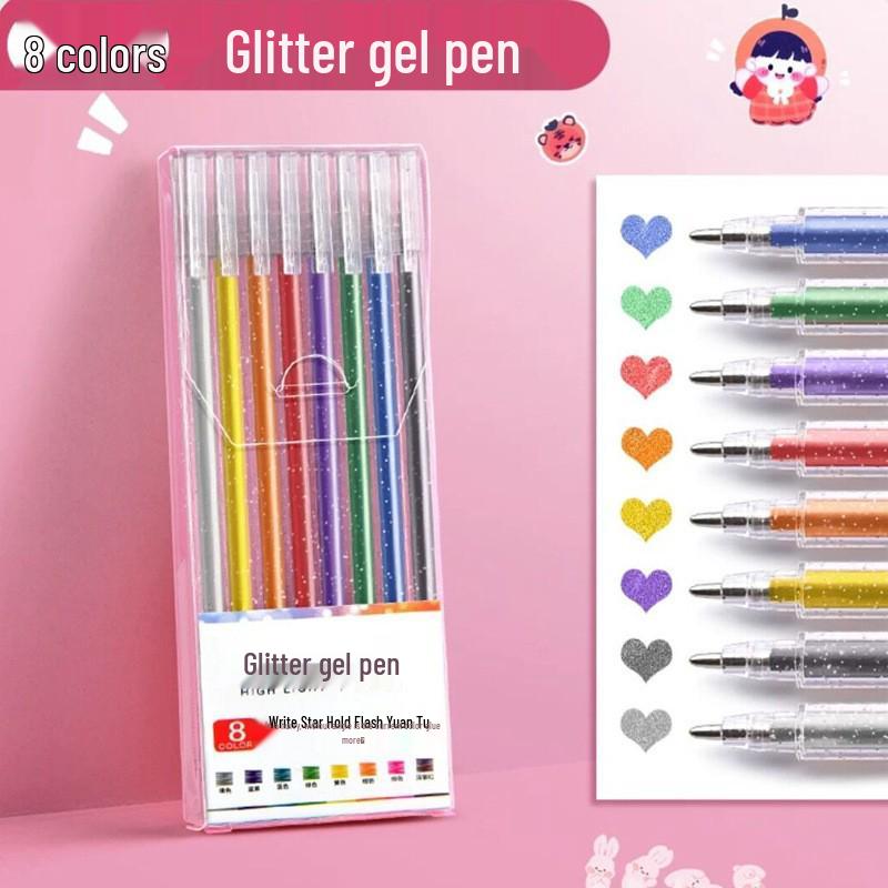 Colorful Glitter Gel Pens for Creative Journaling and Art - Ideal for Students and Children