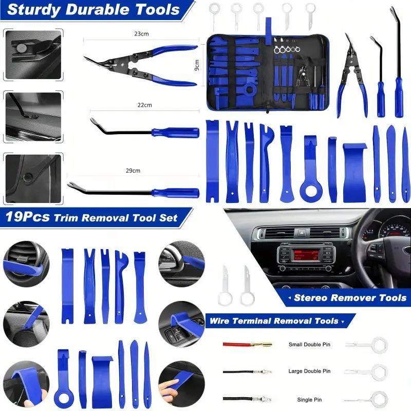 Car Interior Removal Kit Plier Pry Fasteners Remove Door Trim Clips Audio Instrument Panel Repair Fascia Dash Tool