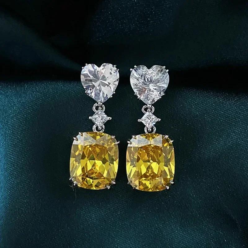 Shiny Zircon Wedding Hanging Earrings with High Grade Temperament Geometric Cubic Zirconia  Quality Women's Luxury Jewelry