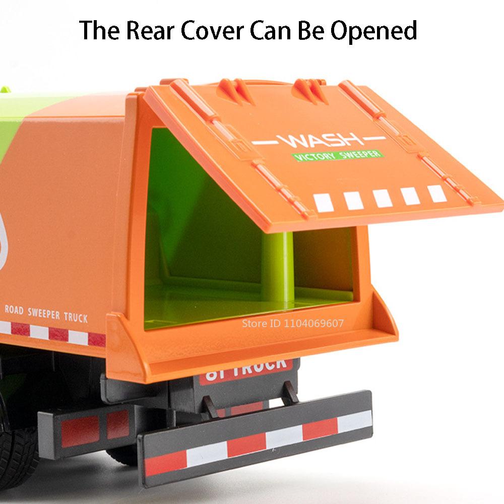 1:18 Large Sweeping Car Fire Truck Model Toy Inertial Driving Music Light Door Opened Models Engineering Vehicle Collection Gift