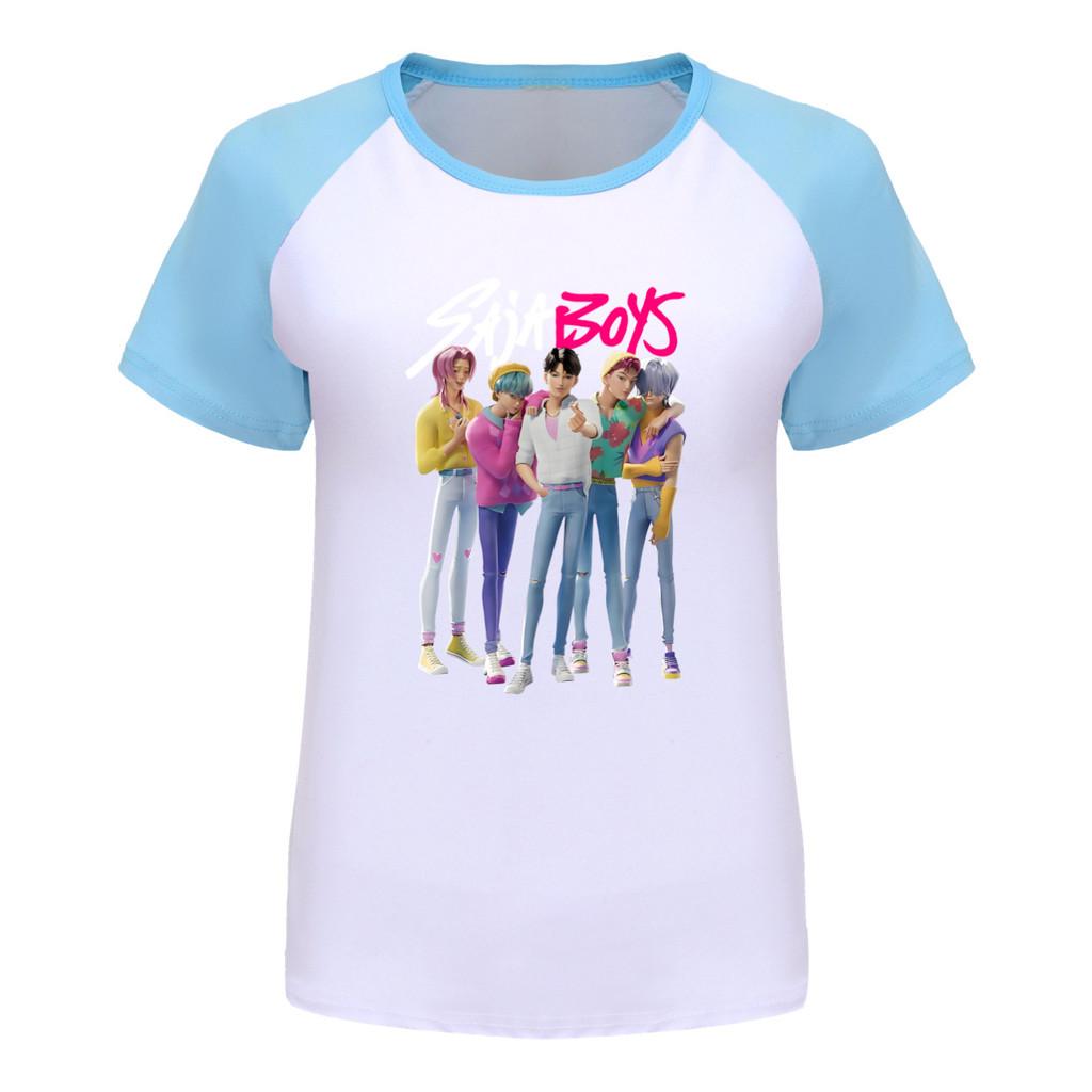 4986 Kids Girls Sajaboys Rumi Zoey Mira Print Raglan Short Sleeves T-Shirt