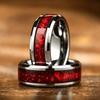 8mm Red Galaxy Nebula Crushed Stone Stainless Steel Ring Promise Wedding Ring for Men & Women, Comfort Fit, Wedding Band Jewelry
