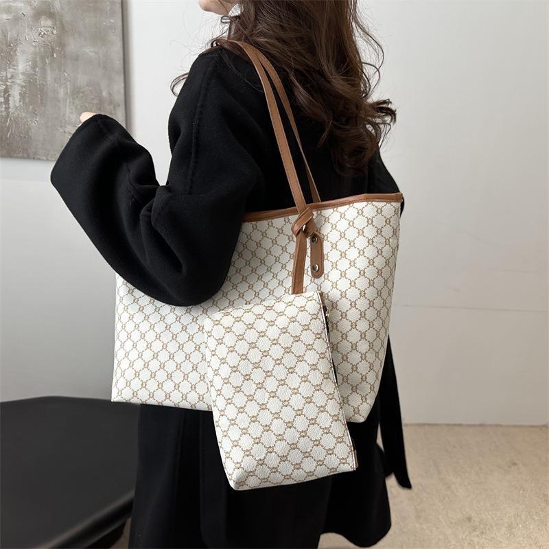 Tote bag shoulder bag lazy style retro large capacity fashion printed commuter bag temperament versatile vegetable basket bucket bag
