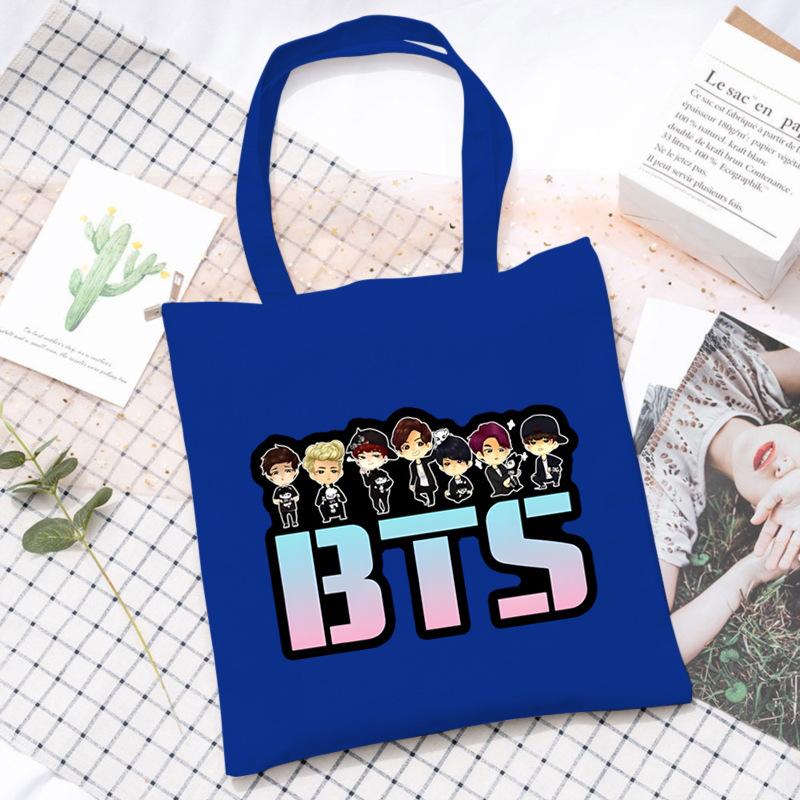 Korean Style Printed Canvas Tote Bag for Women Men Large Capacity Commuter Shoulder Handbag Fashionable Daily Outing Purse KTB