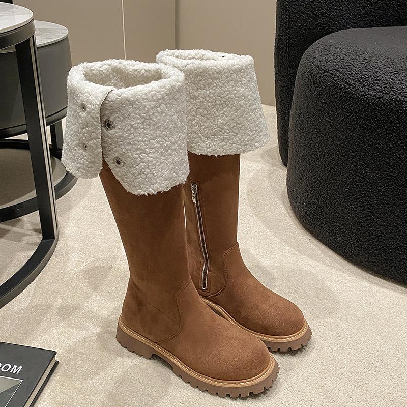 Female Chelsea Over The Knee Boots 2025 Winter Trend Shoes Women Side Zipper Boots Keep Warm Retro Two Wear Lady Long Boots