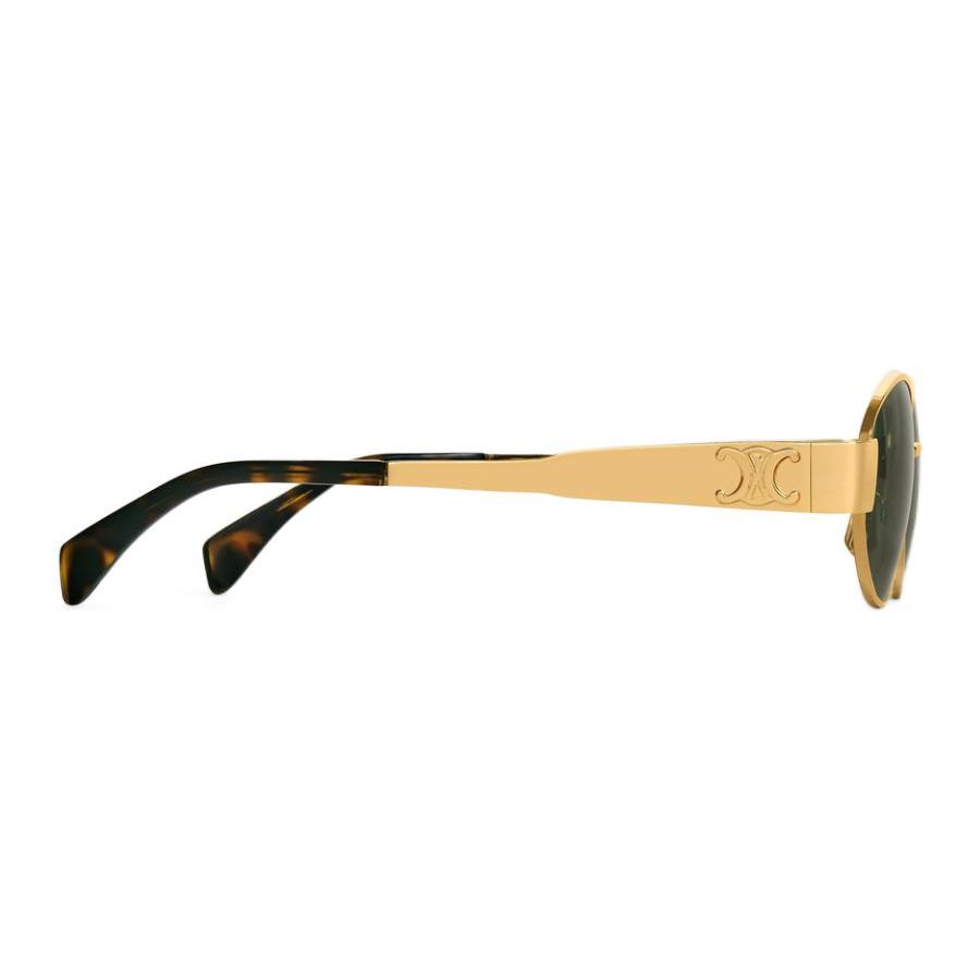 Celine Triomphe Metal Side Logo Engraved Oval Sunglasses Women Sunglasses Gold CL40235U-30N
