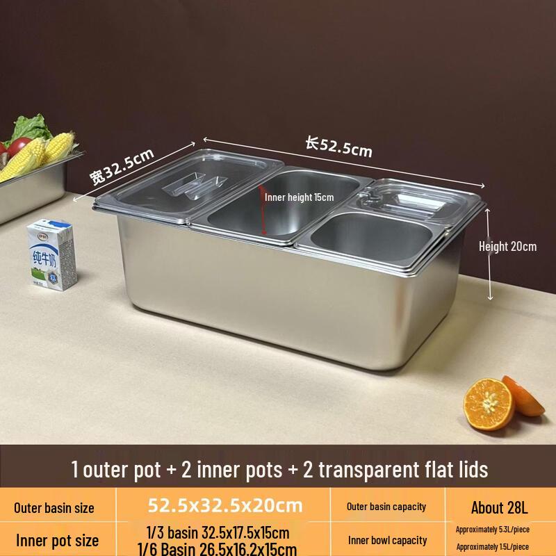 Zhebu Stainless Steel 4-Compartment Food Display Box