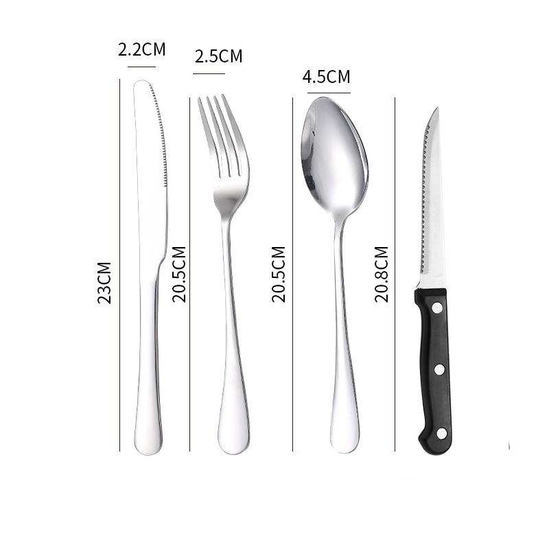 Stainless Steel Tableware, Western Cuisine, Steak, Knife, Fork, Spoon, Plate Set, Outdoor Camping, Portable Bag Set
