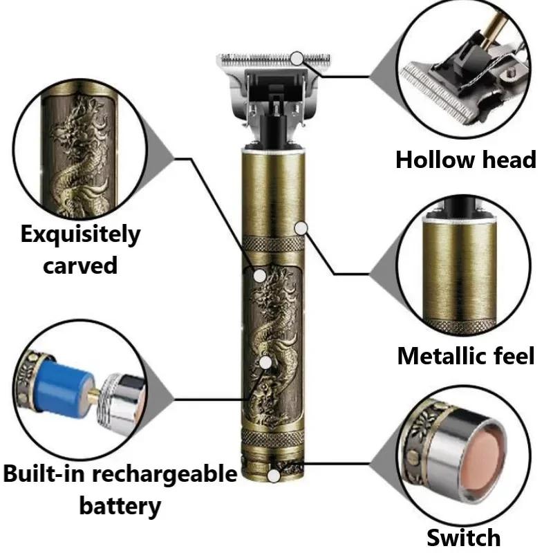 Kemei KM-1974 Professional Hair Clipper Barber Hair Trimmer For Men Retro Buddha Cordless Edge Electric Hair Cutting Machine