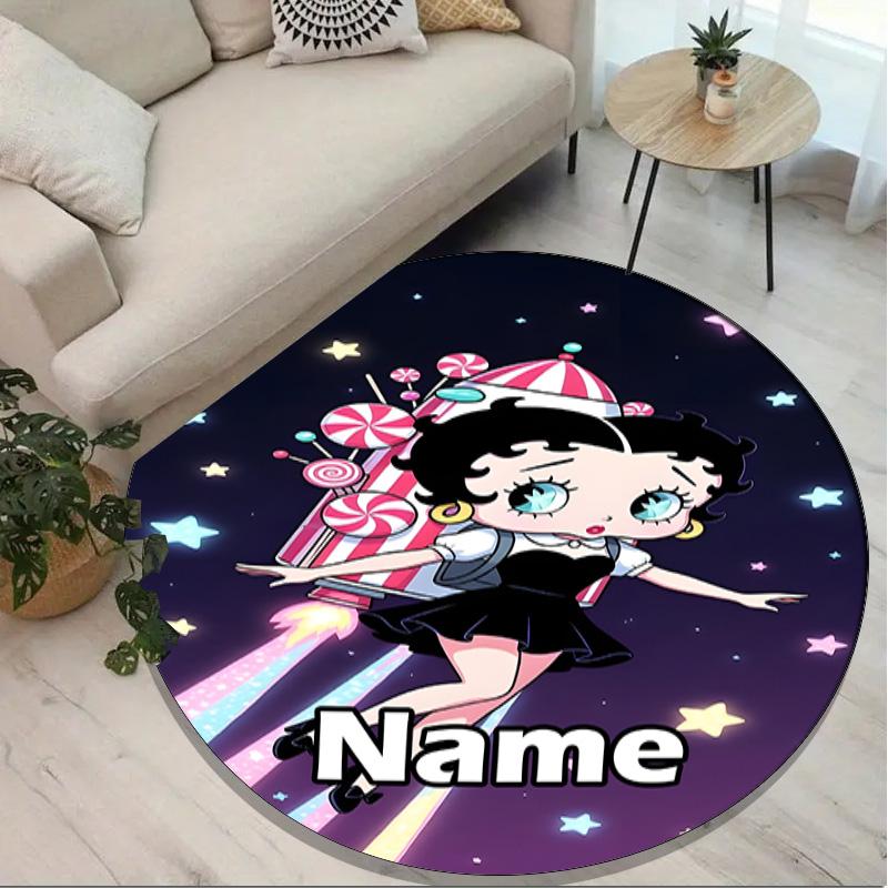 Custom Name Personalized Betty Boop Print Round Rug, Versatile Home Decor Carpet, for Playroom, Apartment, Balcony, Entryway, Hallway Gift