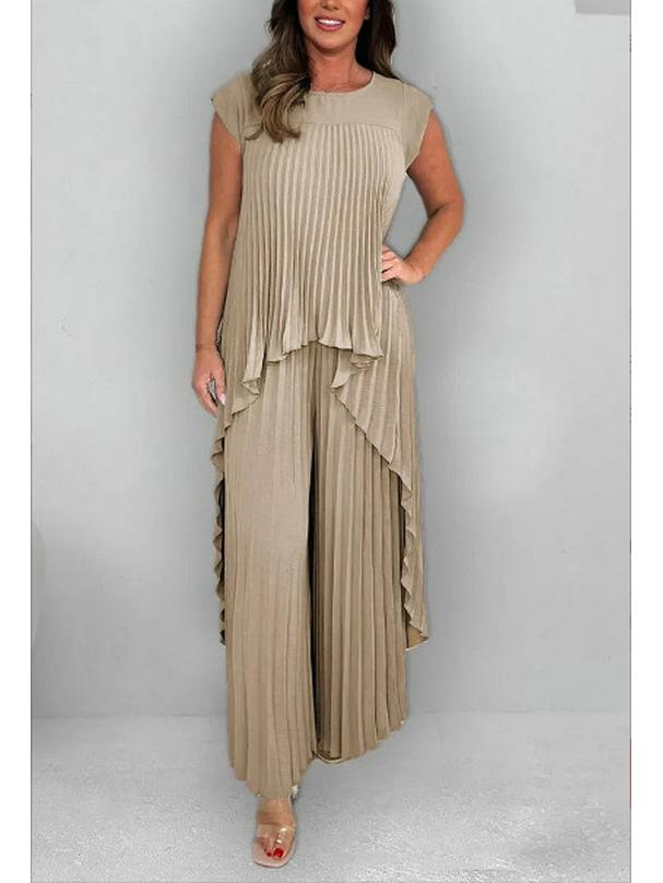 2025 Euro-America Style Solid Raglan Sleeve Top & Ruched Straight-Leg Pants Set