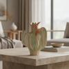 Organic Silhouette Flower Vase Asymmetrical Hand-Painted Textured