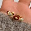 PANJBJ 925 Sterling Silver Golden Flower Rings For Women Drip Glaze Plant Irregular Adjustable Sweet Jewelry Gift Dropshipping