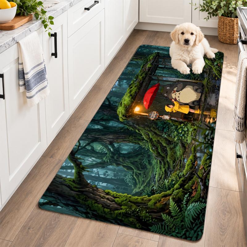 Flannel Kitchen Mat My Neighbor Totoro Soft Area Rug Non Slip Floor Carpet Home Decoration