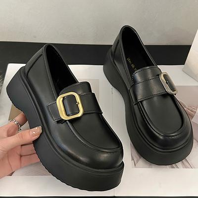 Plattform Svarta Små Läderskor Höst Nya Läder Loafers Damskor College Stil Japanska Mary Jane Enkla Skor