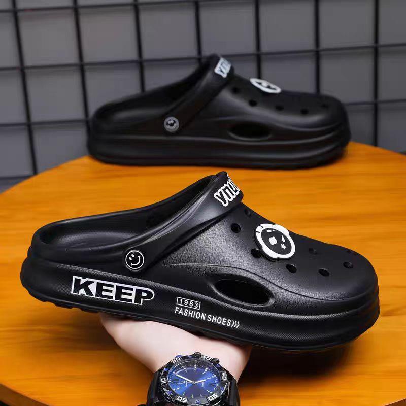 

Hole shoes men s 2025 summer beach shoes non-slip lightweight thick-soled externally worn sports bag head slippers men 40-41 білий