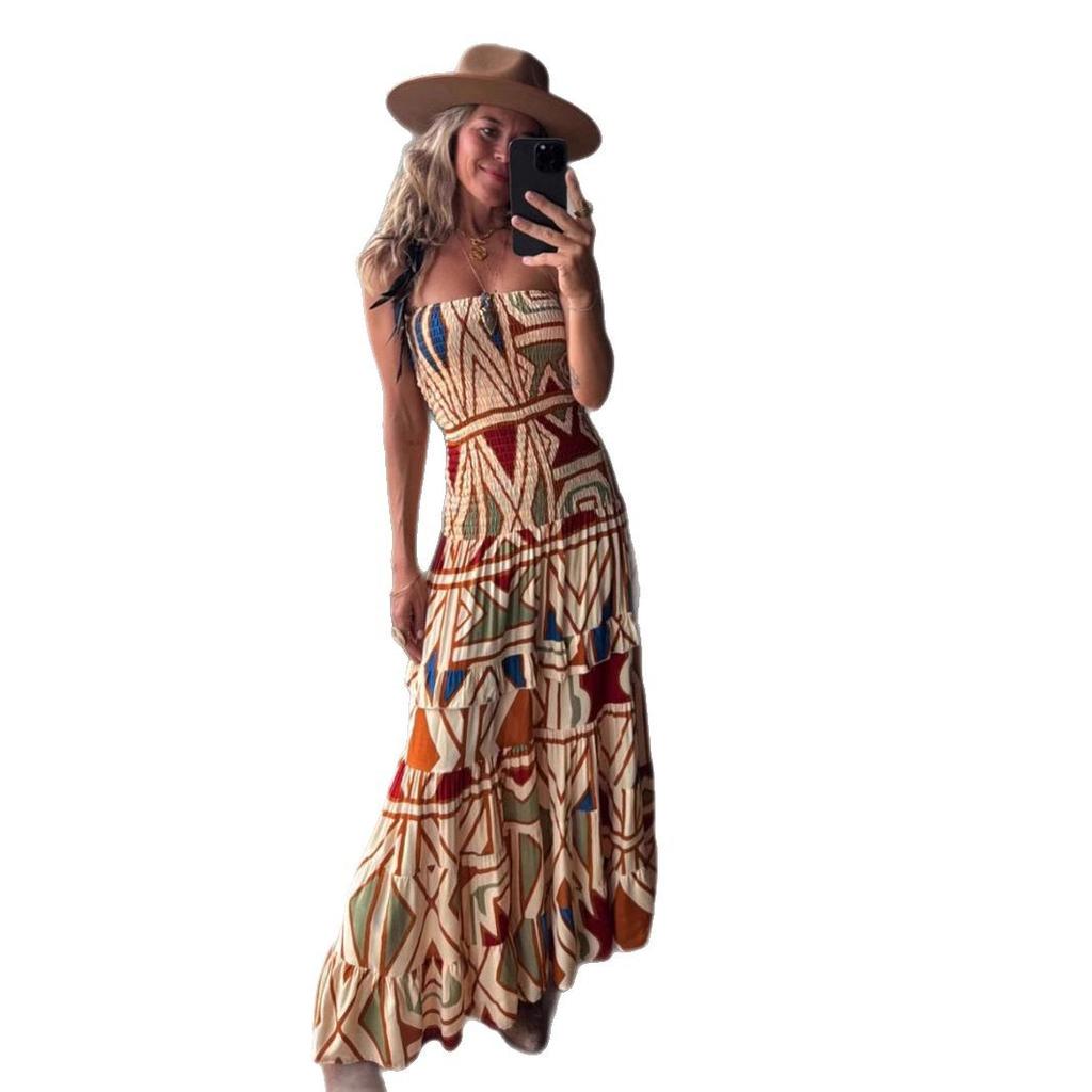 Summer Women's Retro Bohemian-style Printed Halter Dress